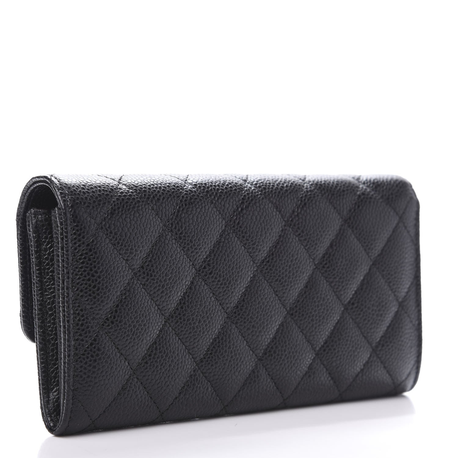 Chanel Caviar Quilted Large Gusset Flap Wallet Black 3 of 9