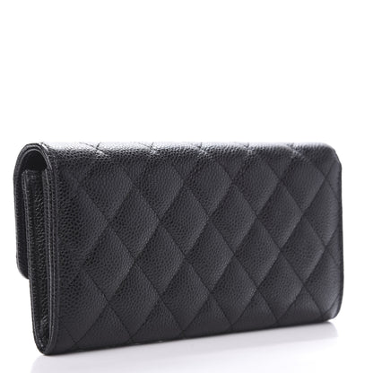 Chanel Caviar Quilted Large Gusset Flap Wallet Black 3 of 9