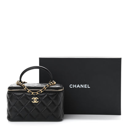 Chanel Lambskin Quilted Small Top Handle Vanity Case With Chain Black 11 of 11