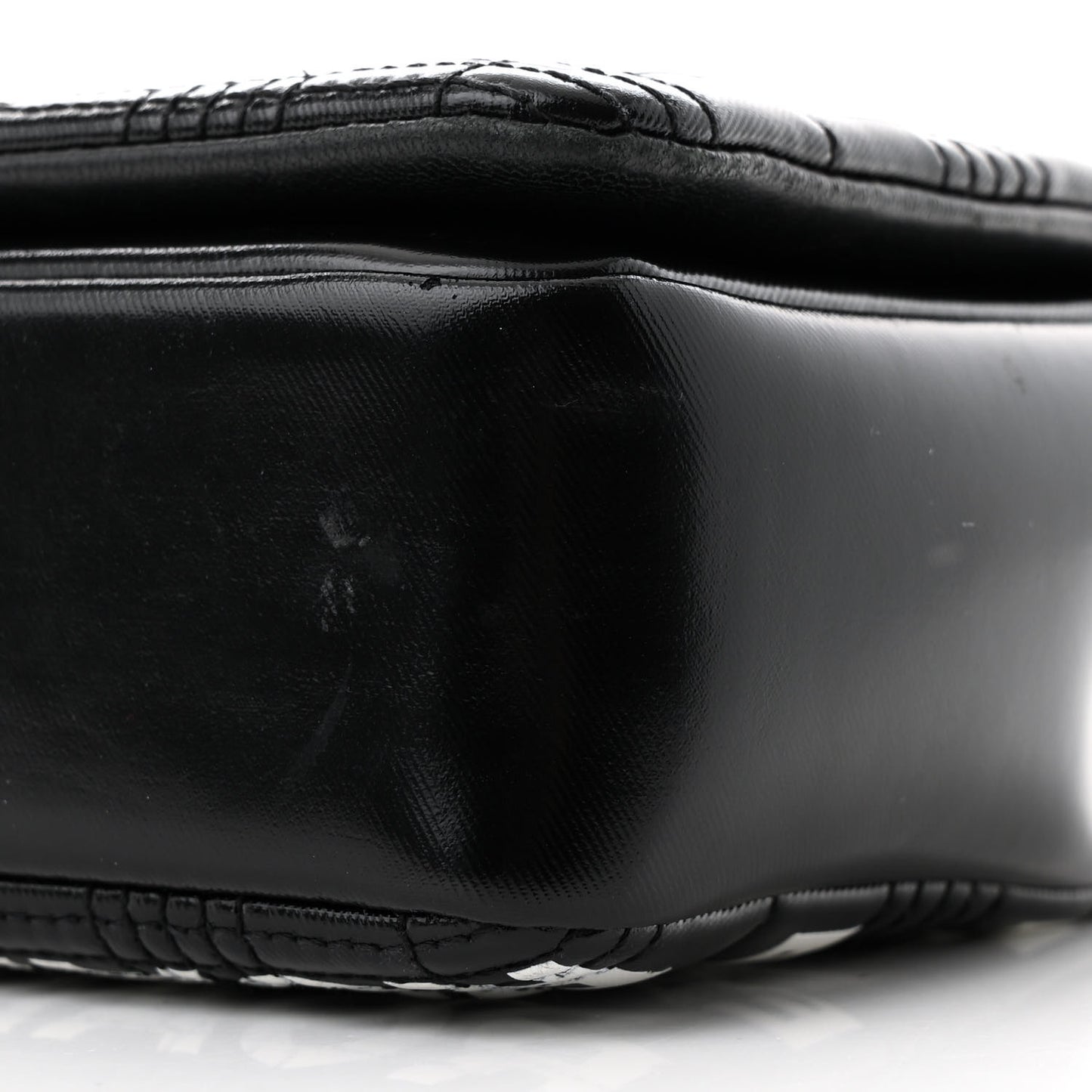 Patent Quilted Horseferry Print Small Lola Bag Black