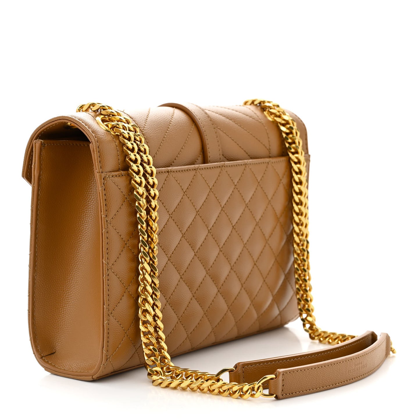 Grain De Poudre Textured Mixed Matelasse Medium Triquilt Monogram Satchel Dark Cork