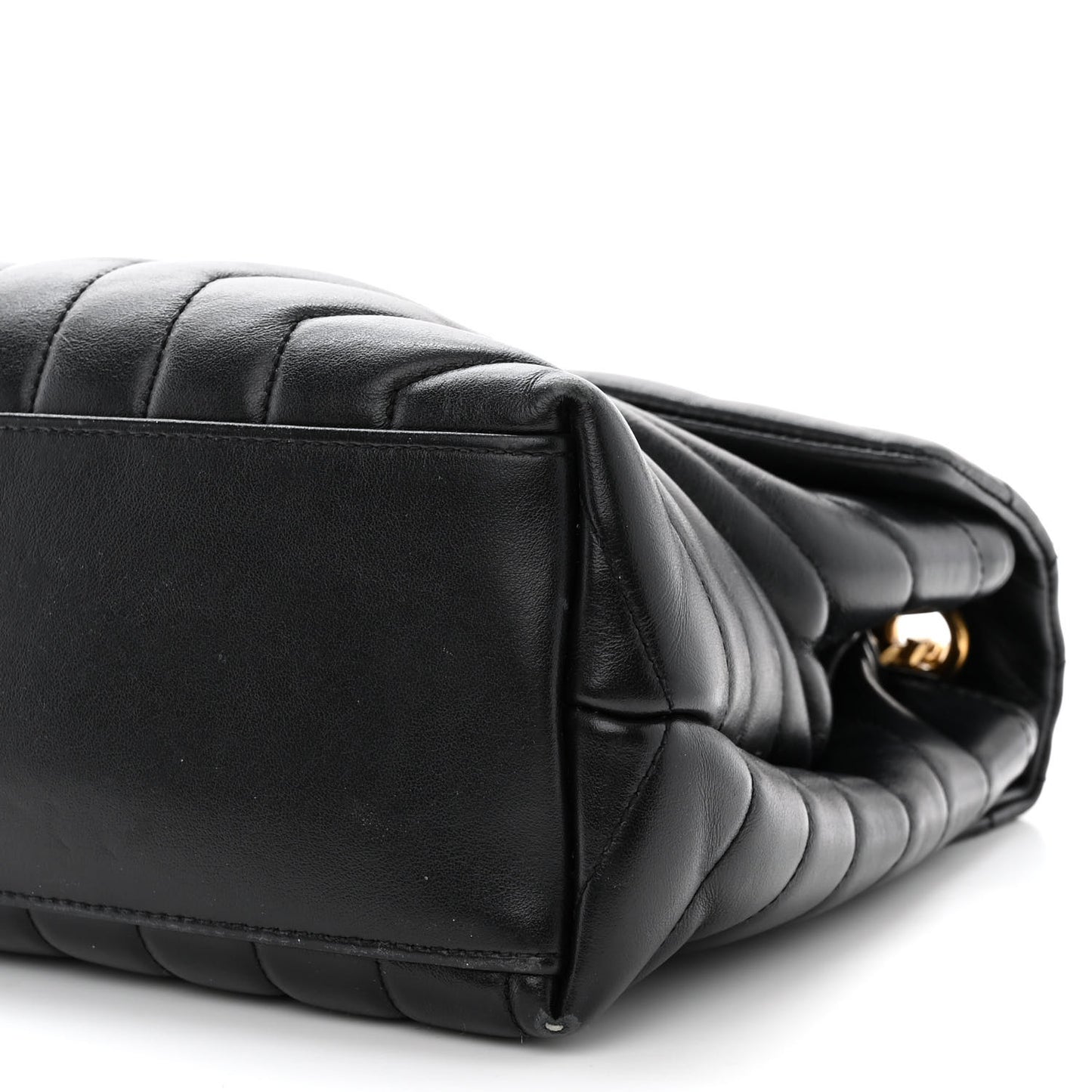 Calfskin Y Quilted Monogram Medium Loulou Chain Satchel Black