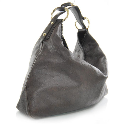 Gucci Guccissima Large Horsebit Chain Hobo Dark Brown 3 of 9