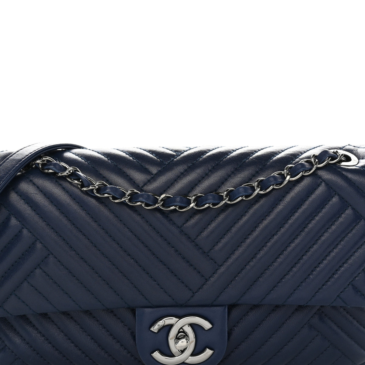 Lambskin Quilted Medium CC Crossing Flap Blue