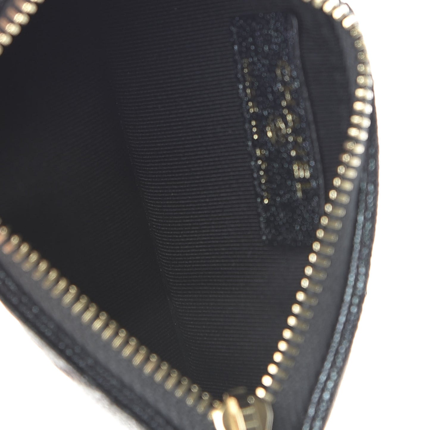 Iridescent Caviar Quilted Flap Zip Card Holder Black