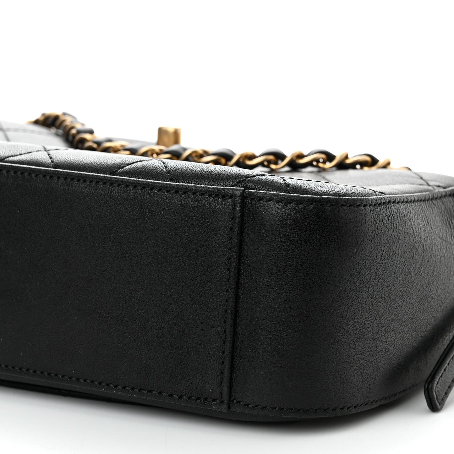 Goatskin Quilted Chanel 19 Camera Case Black