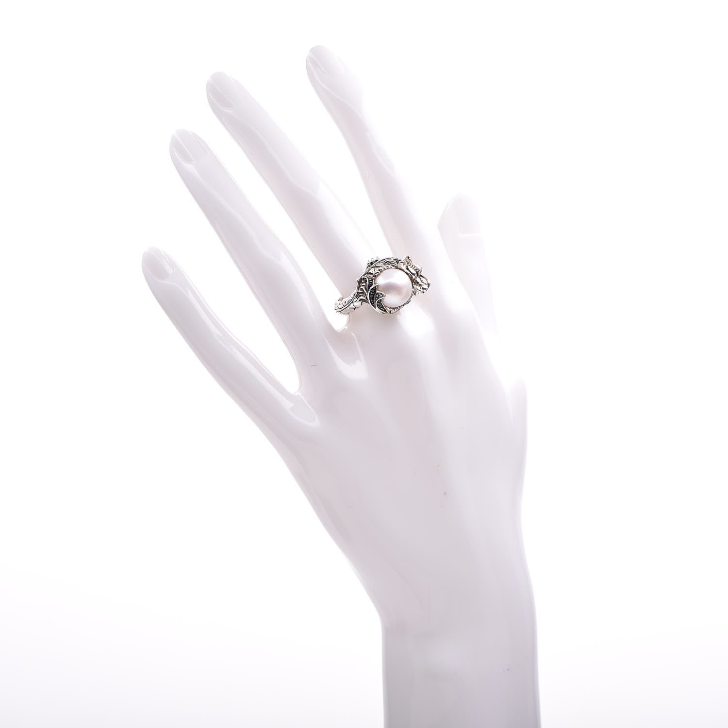 John Hardy Sterling Silver Ruby Black Sapphire Pearl Legends Naga Small Dragon Ring 54.5 7 2 of 5