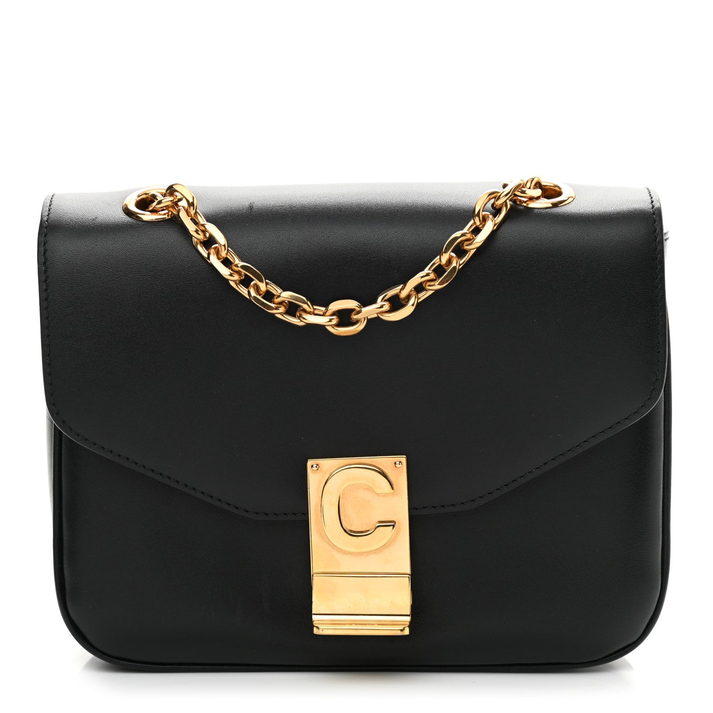 Shiny Calfskin Small C Bag Black