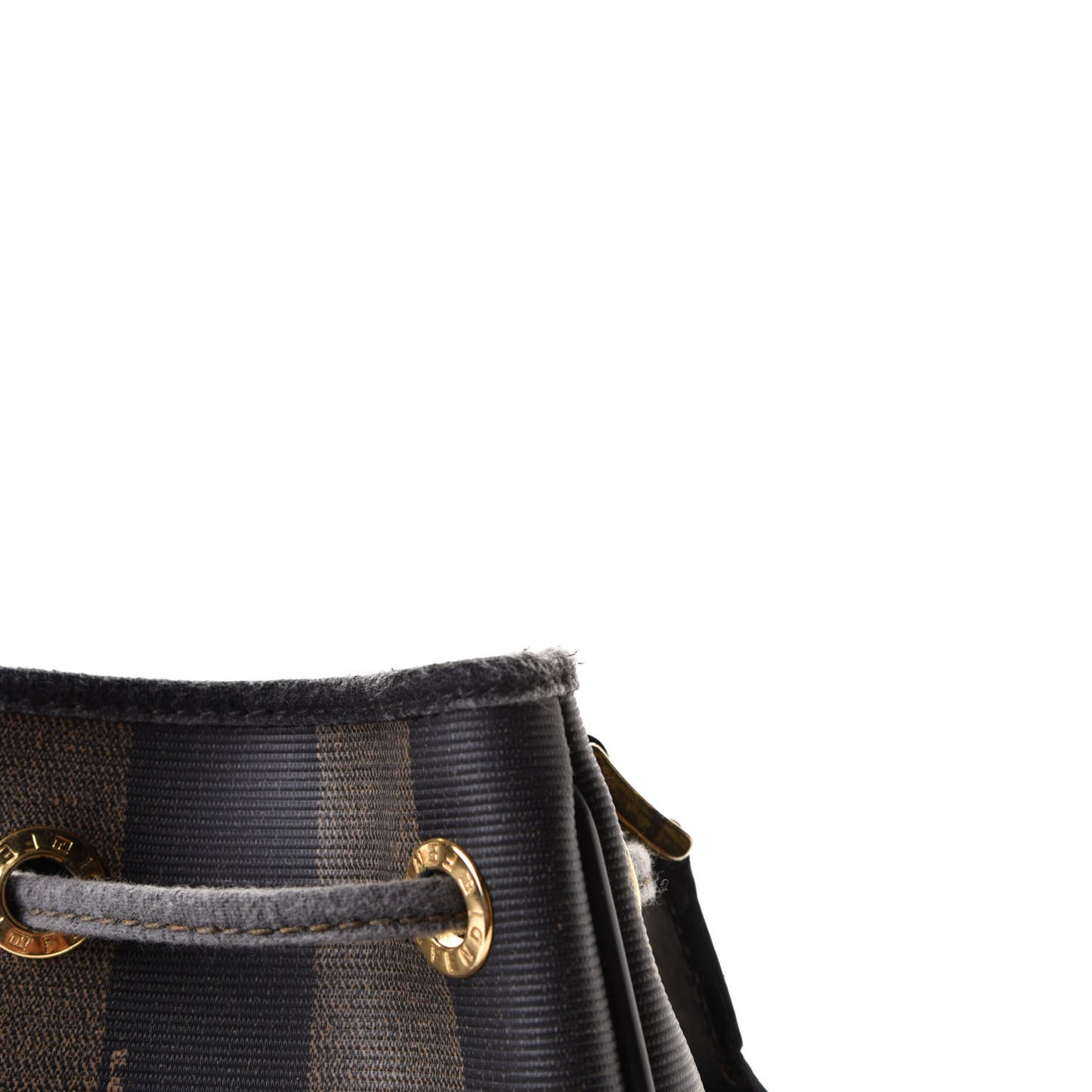 Calfskin Coated Canvas Pequin Bucket Bag Tobacco