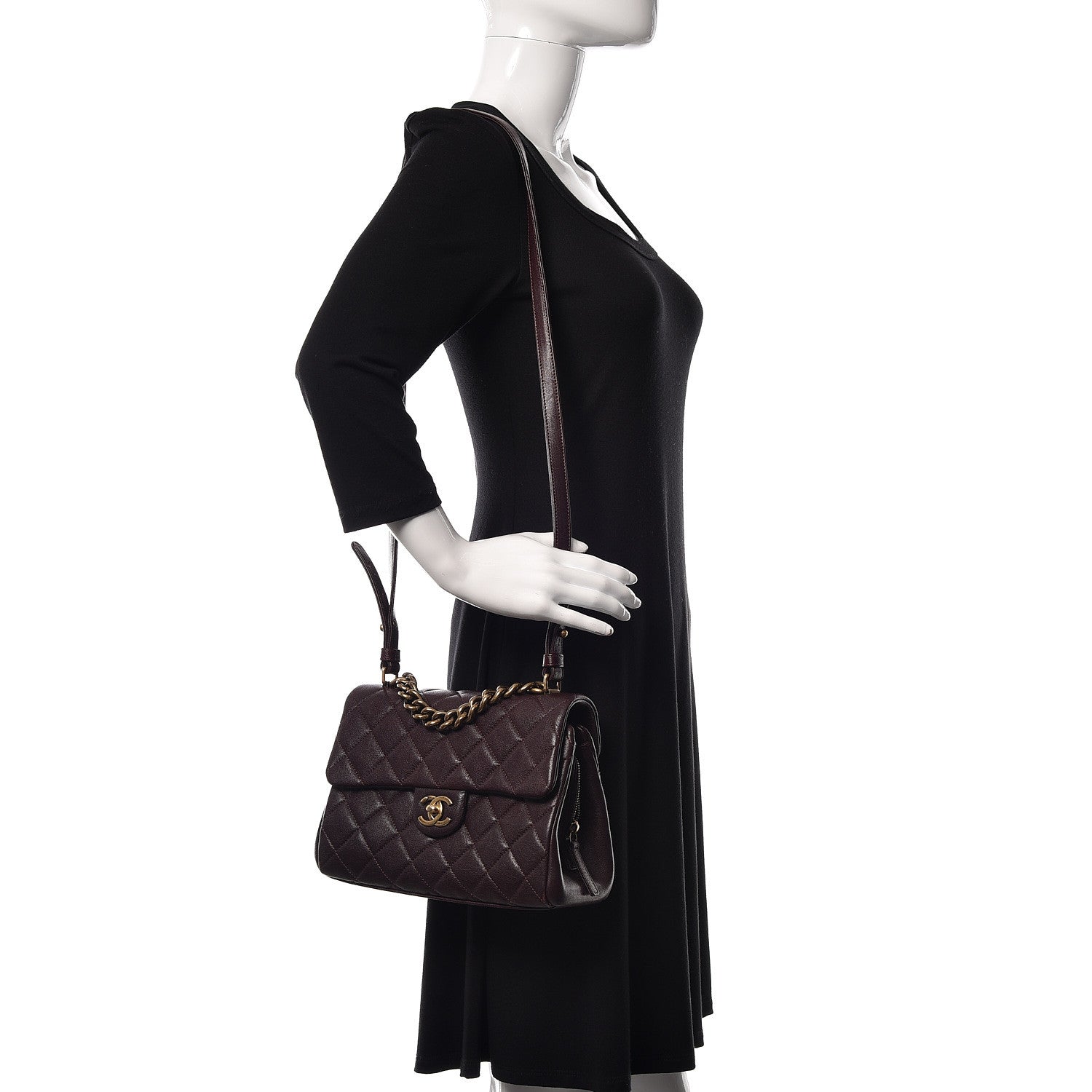 Chanel Shiny Sheepskin Quilted Small Trapezio Flap Dark Burgundy 2 of 11