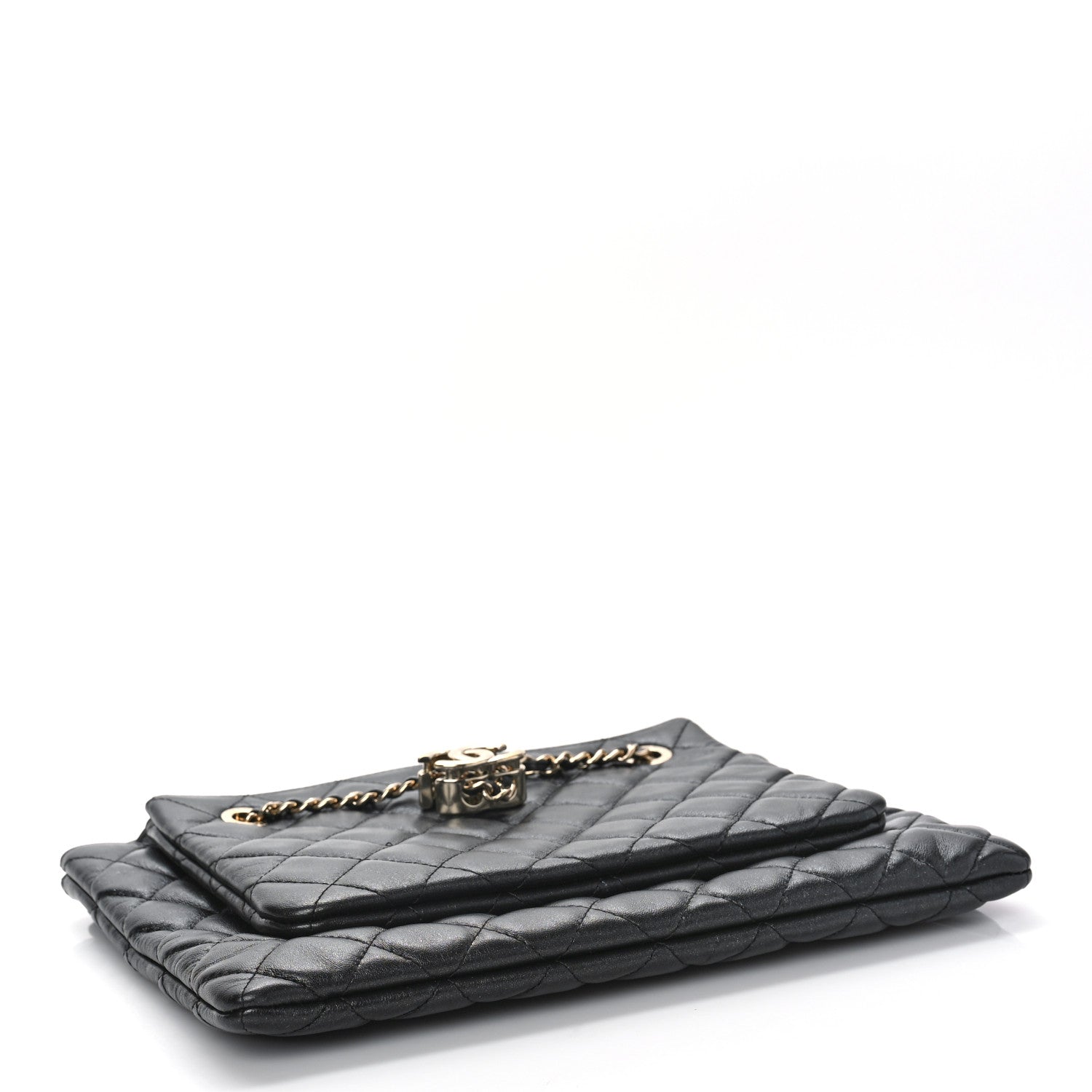 Chanel Shiny Lambskin Quilted Medium Double Case With Strap Black 4 of 9