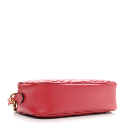 Gucci Calfskin Matelasse Small GG Marmont Chain Shoulder Bag Hibiscus Red 4 of 10
