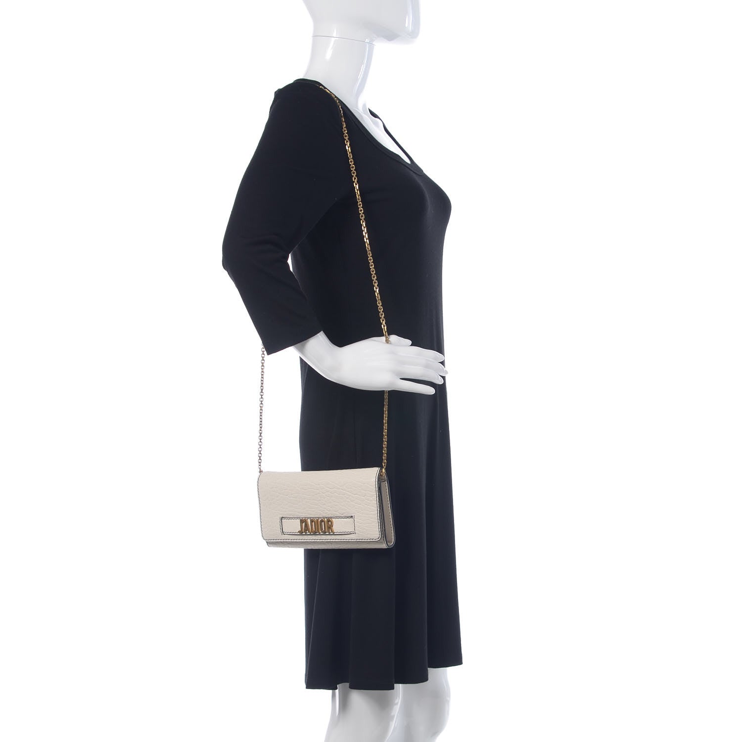 Christian Dior Grained Lambskin J'adior Croisiere Chain Wallet White 2 of 7