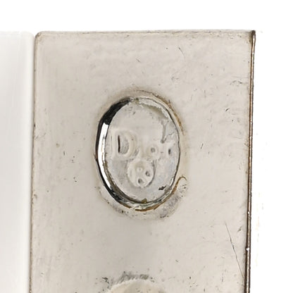 Christian Dior Metal Oblique Clip On Earrings Silver Black 6 of 6