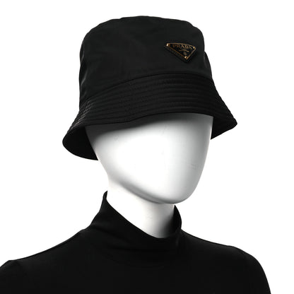 Prada Re-Nylon Metal Triangle Logo Womens Bucket Hat M Black 2 of 8