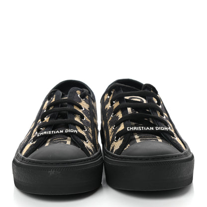 Christian Dior Cotton Mizza Embroidered Walk'N'Dior Low Top Sneakers 38 Natural Black 2 of 8