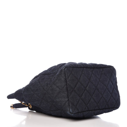 Chanel Washed Denim Quilted Small Urban Spirit Drawstring Bag Dark Blue 4 of 9