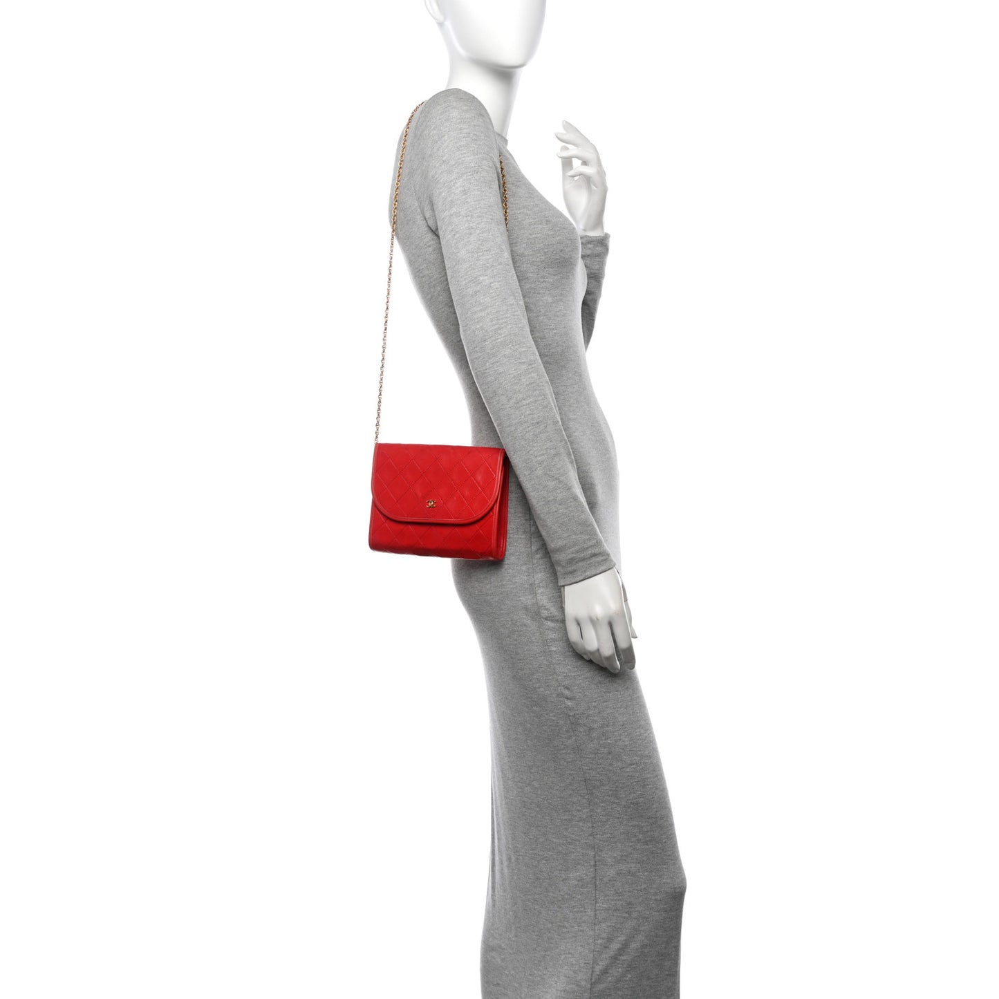Lambskin Quilted Small Single Flap Red