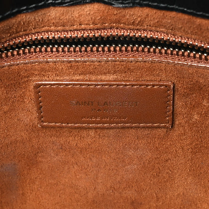 Saint Laurent Calfskin Crocodile Embossed LE 5 A 7 Hobo Black 6 of 10