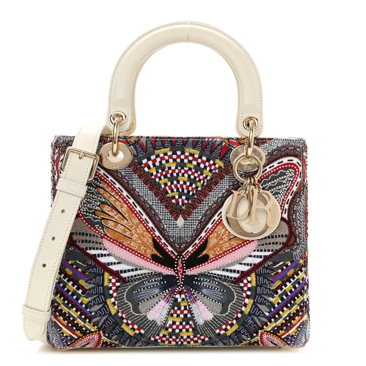 Christian Dior Calfskin Embroidered Butterfly Medium Lady Dior Multicolor 1 of 11