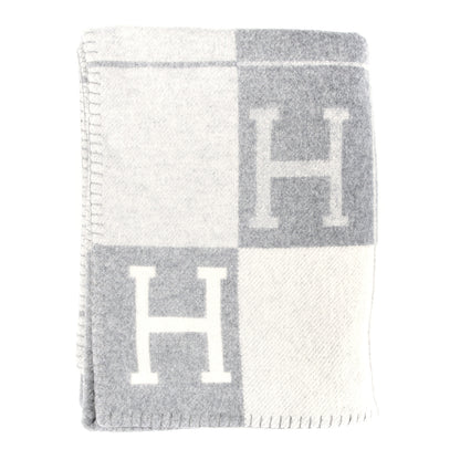 Hermes Wool Cashmere Avalon III Blanket Ecru Gris Clair 1 of 3