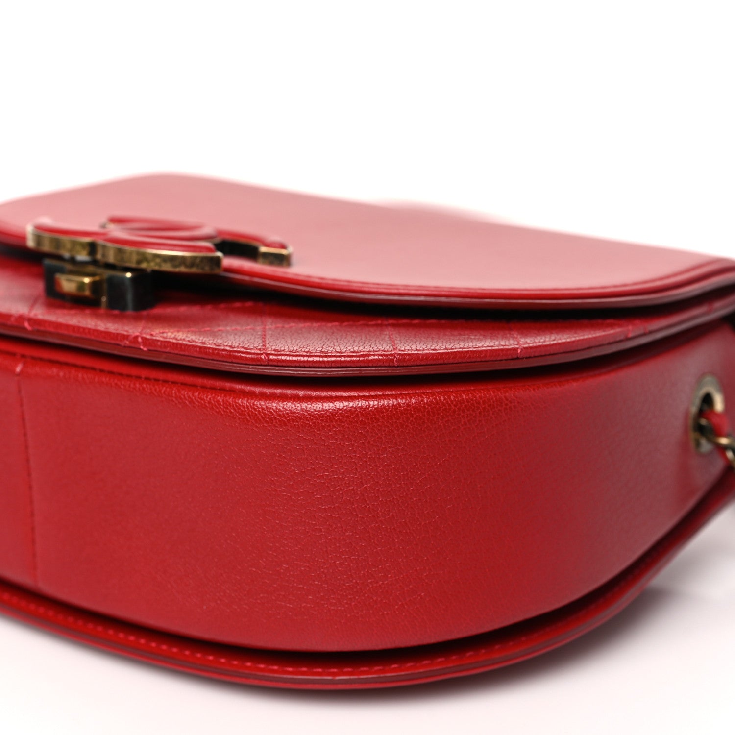 Chanel Shiny Calfskin Goatskin Quilted Small Coco Curve Messenger Flap Red 10 of 10