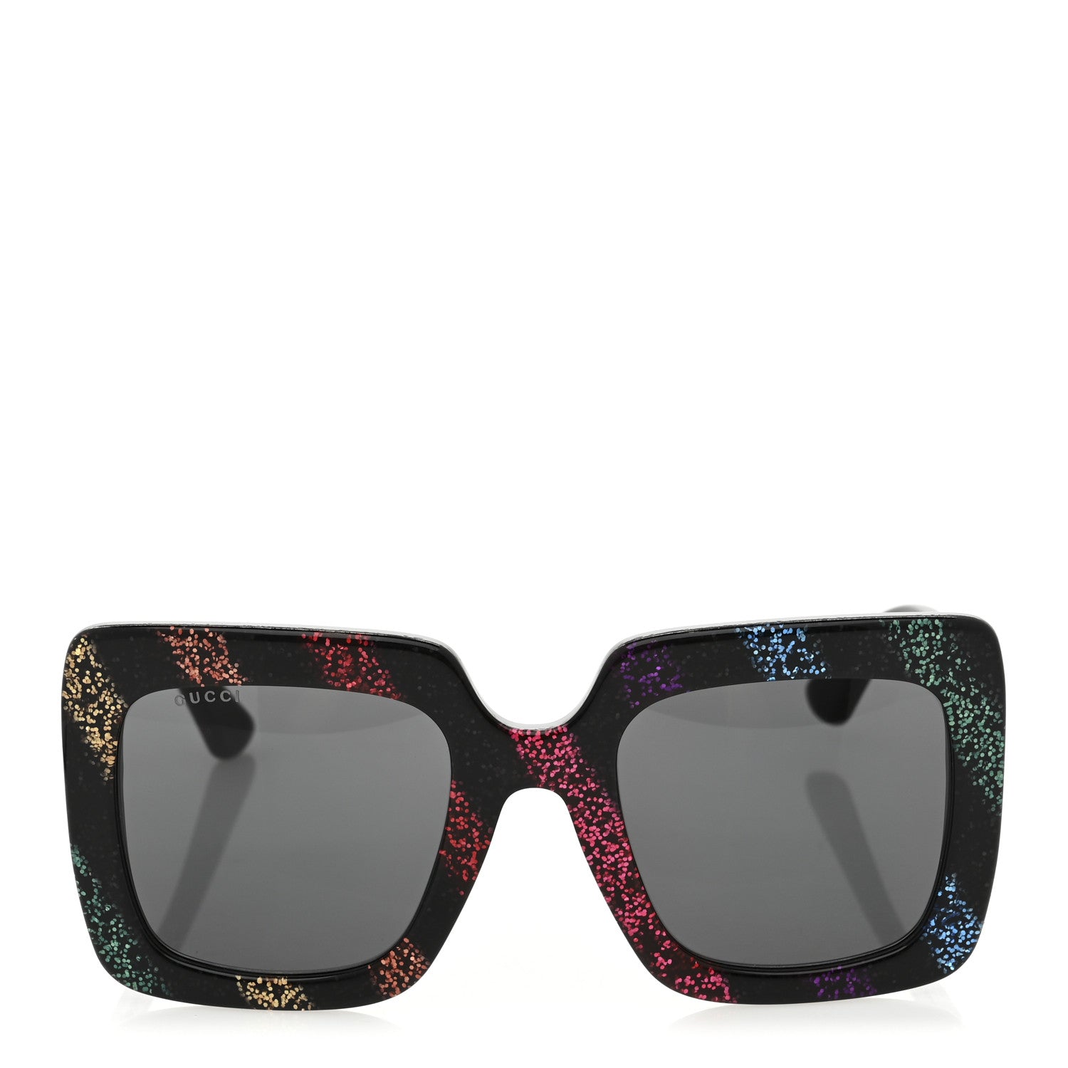 Gucci Acetate Oversize Stripe Sunglasses GG0328S Black Multi 2 of 7