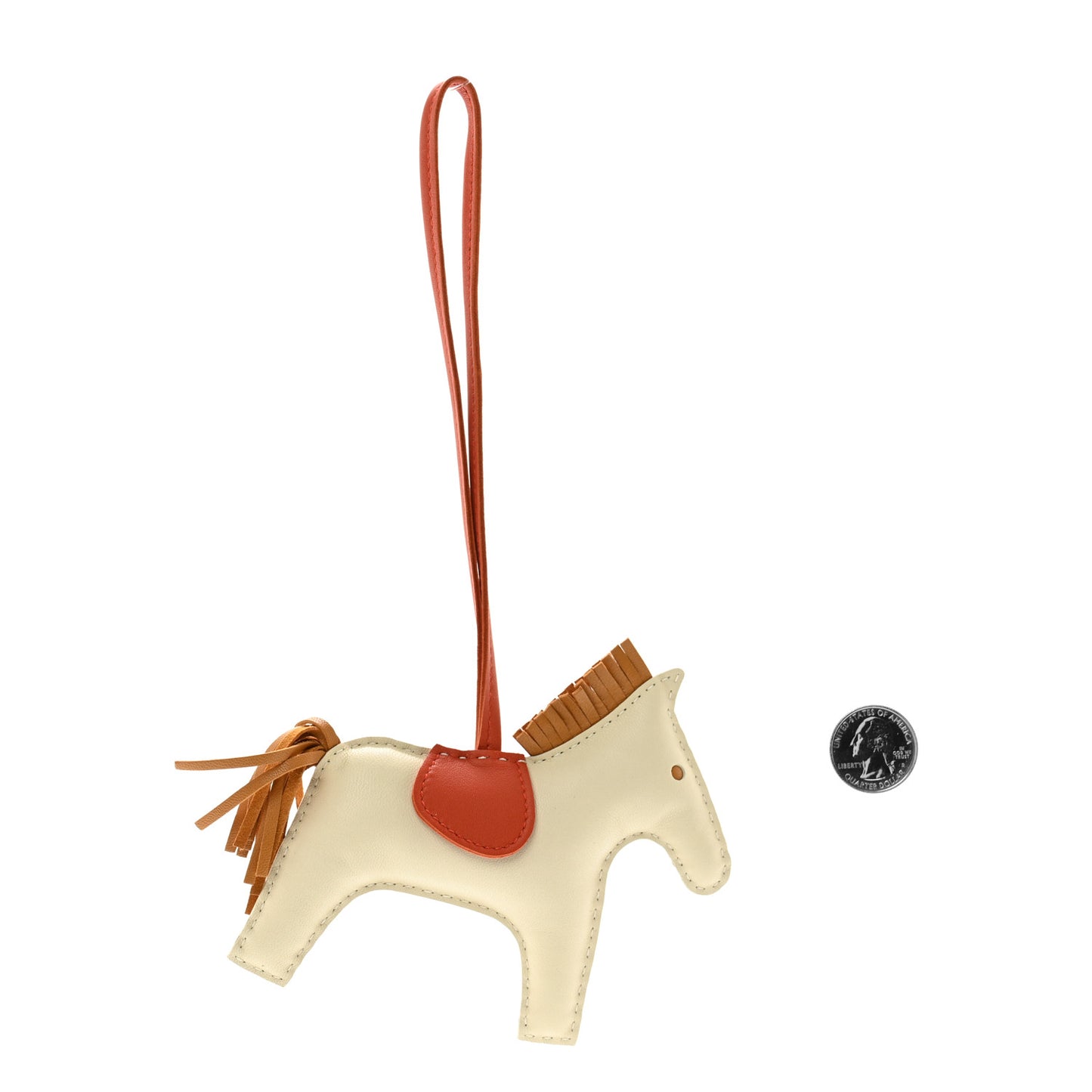 Milo Lambskin Grigri Rodeo Horse Bag Charm MM Craie Sesame Cornaline