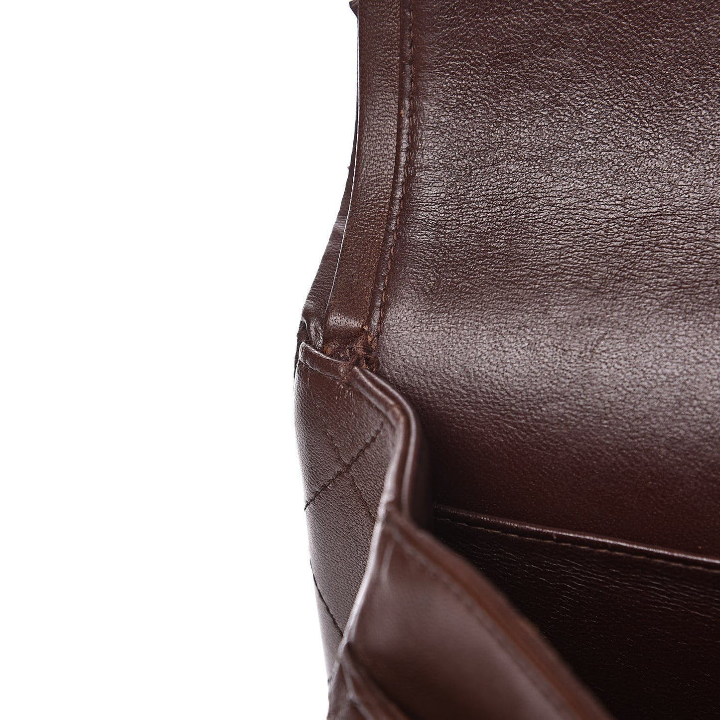 Lambskin Quilted Medium Double Flap Brown