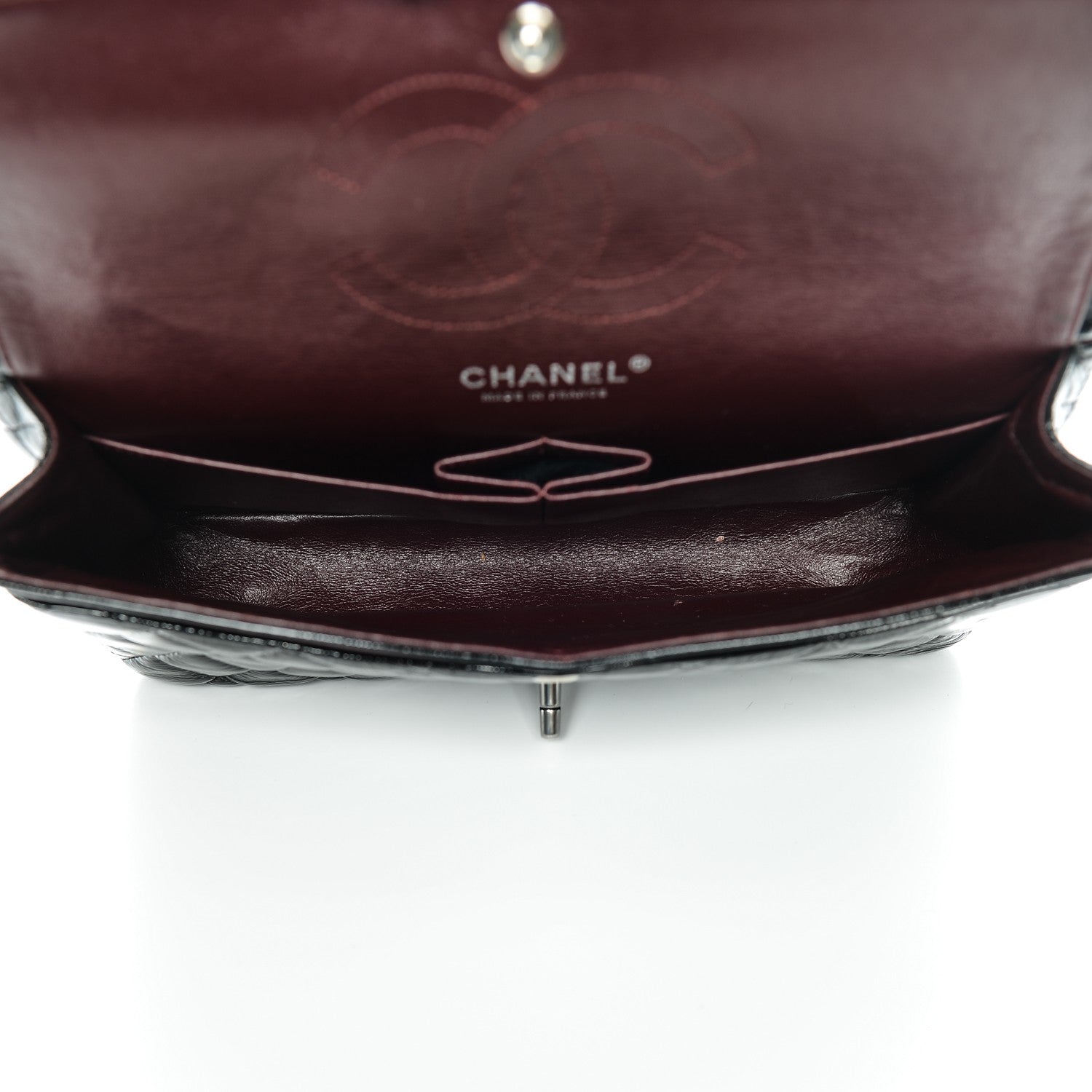 Chanel Distressed Patent Quilted Medium Double Flap Black 5 of 7