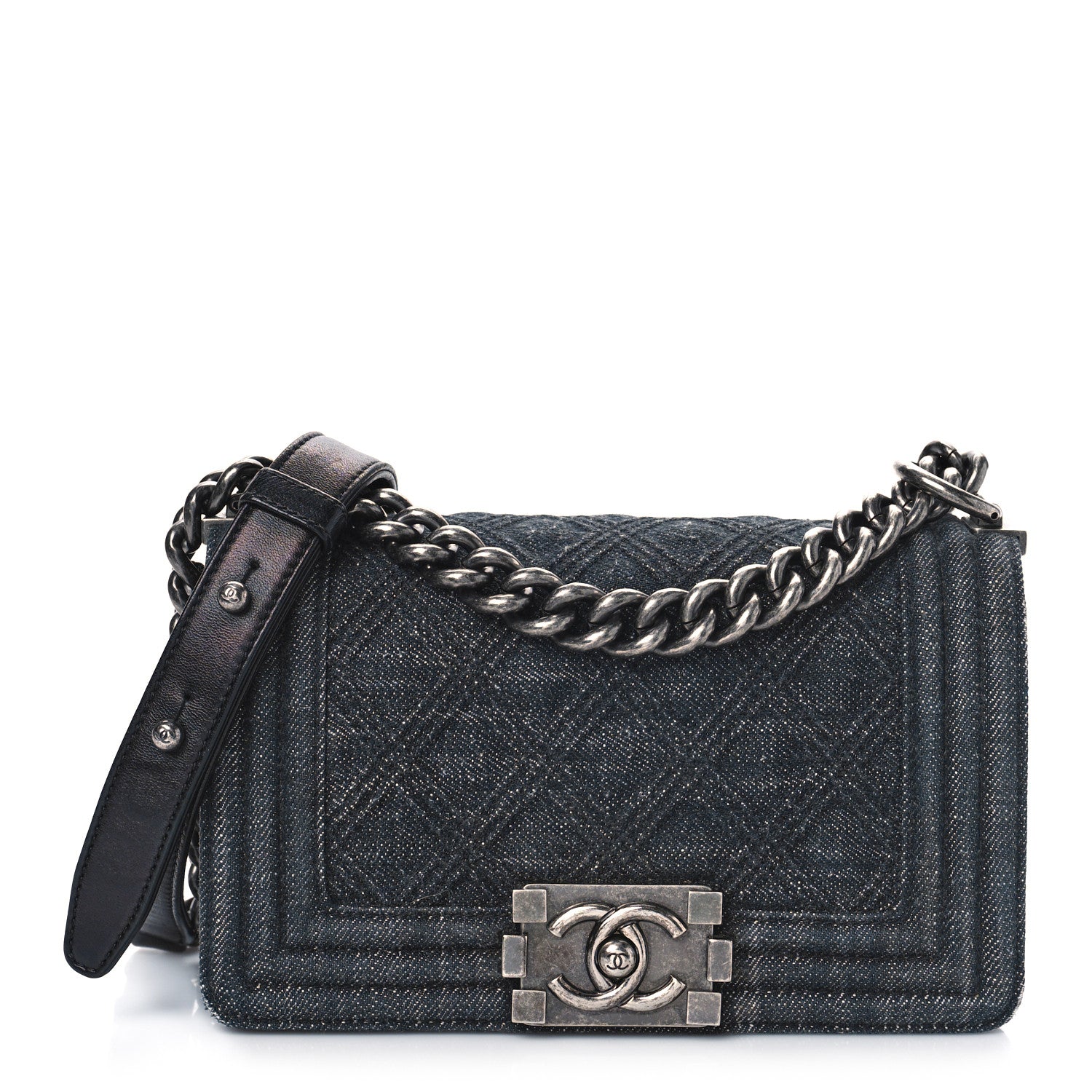Chanel Denim Quilted Small Boy Flap Black 1 of 10