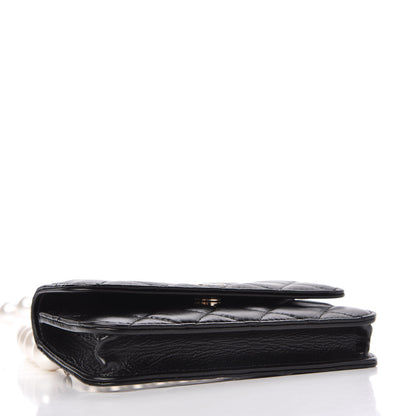 Chanel Calfskin Quilted Maxi Pearls Clutch With Chain Black 4 of 11