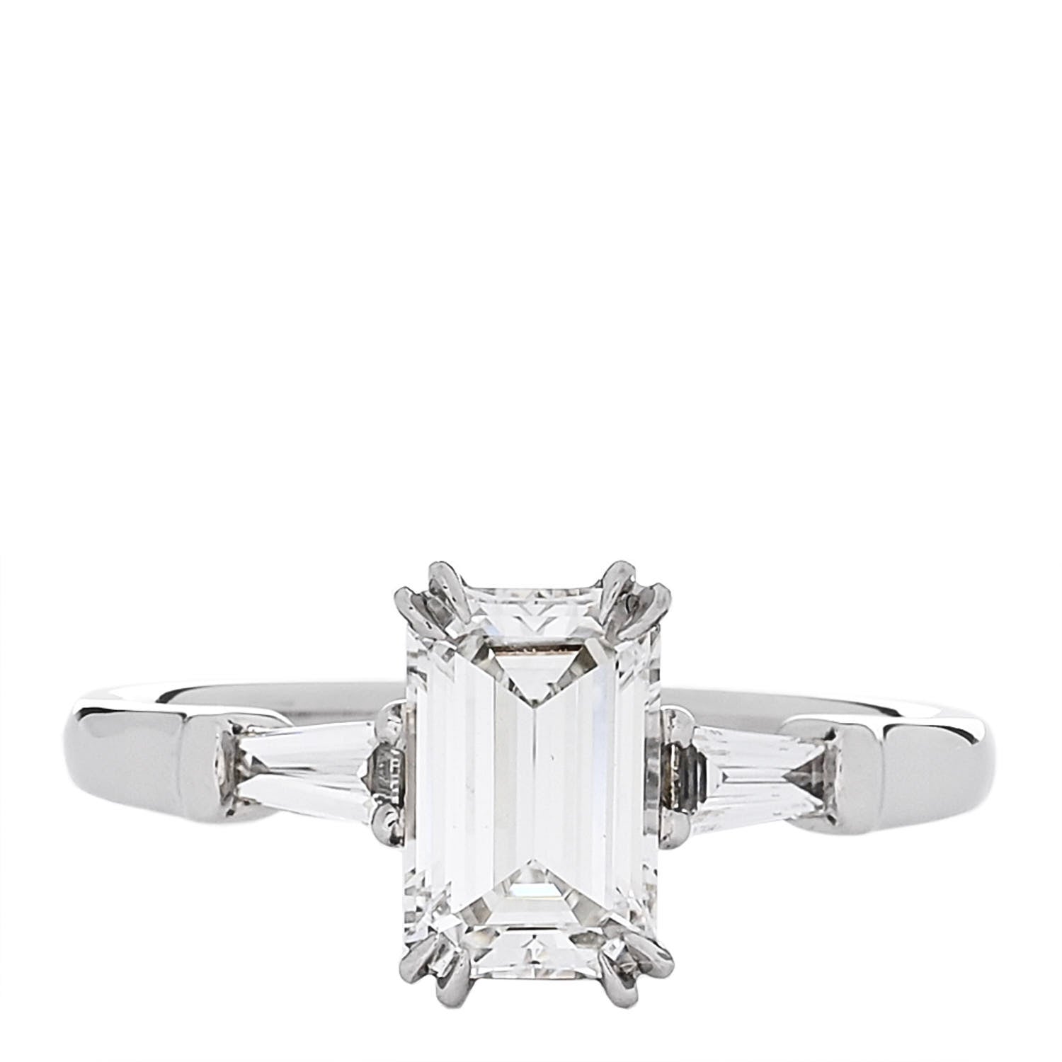 Parker & West by FASHIONPHILE Platinum Diamond 1.157ct Emerald Cut Tapered Baguette Engagement Ring  50 5.25 1 of 10