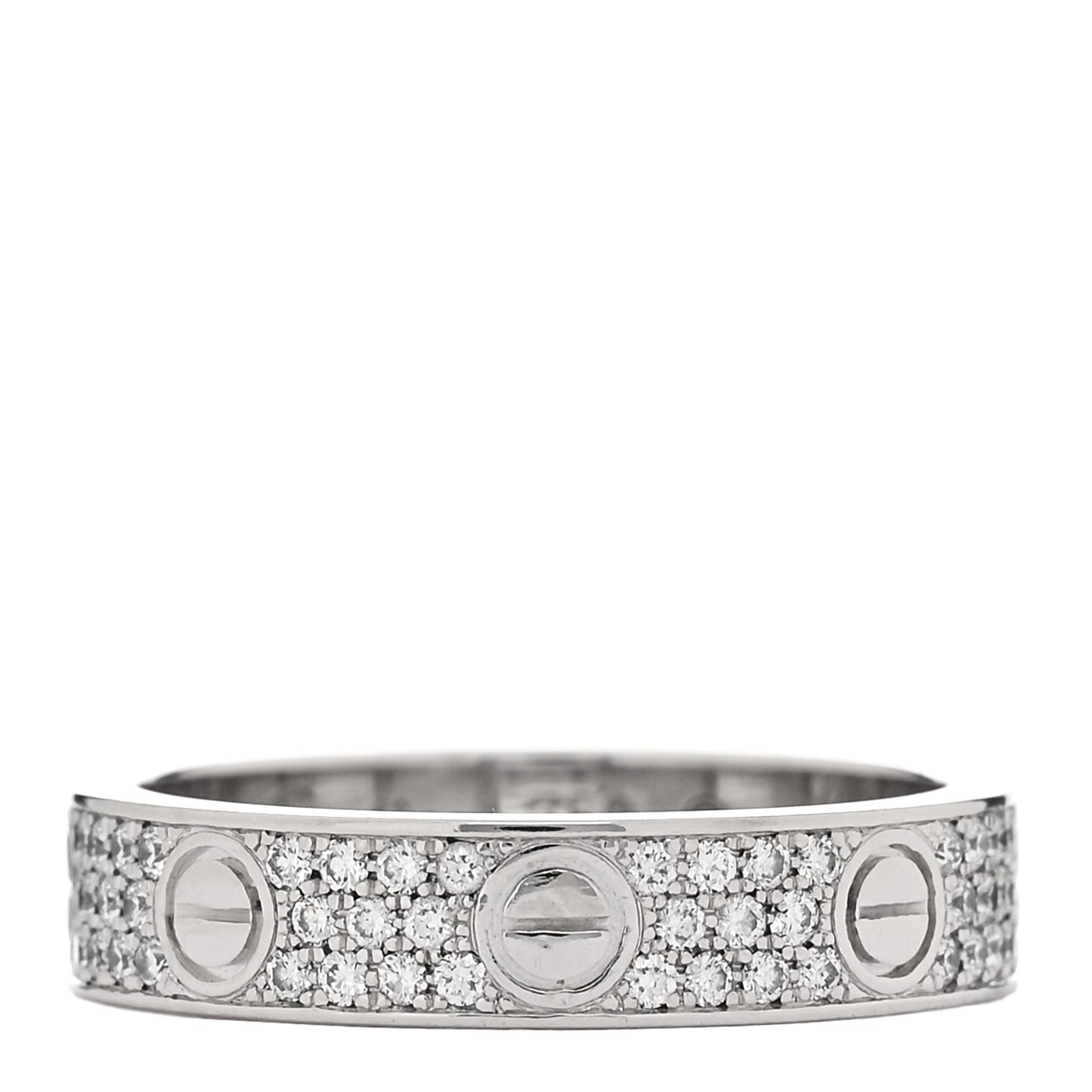 18K White Gold Diamond 4mm LOVE Wedding Paved Band Ring 48 4.5