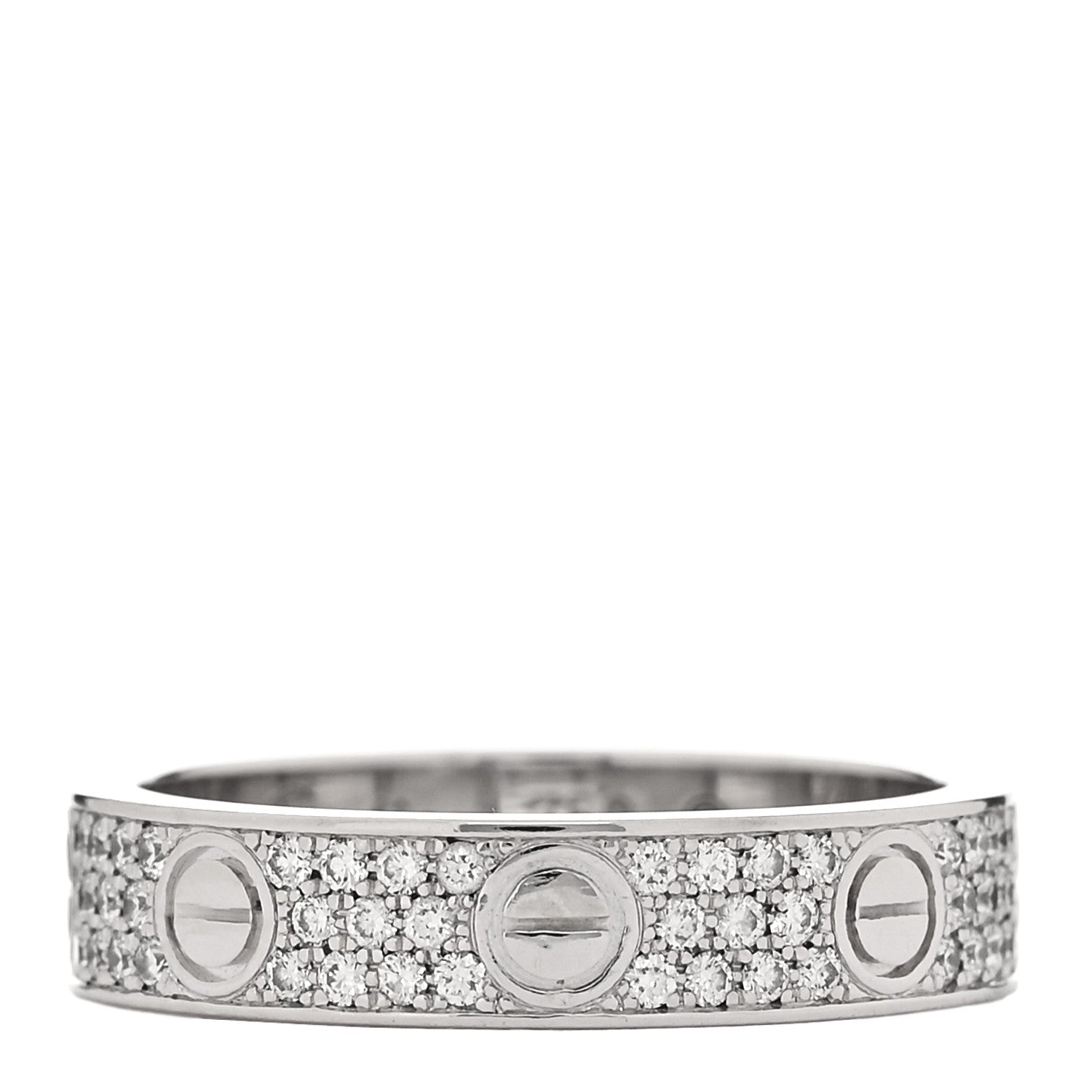 Cartier 18K White Gold Diamond 4mm LOVE Wedding Paved Band Ring 48 4.5 1 of 4