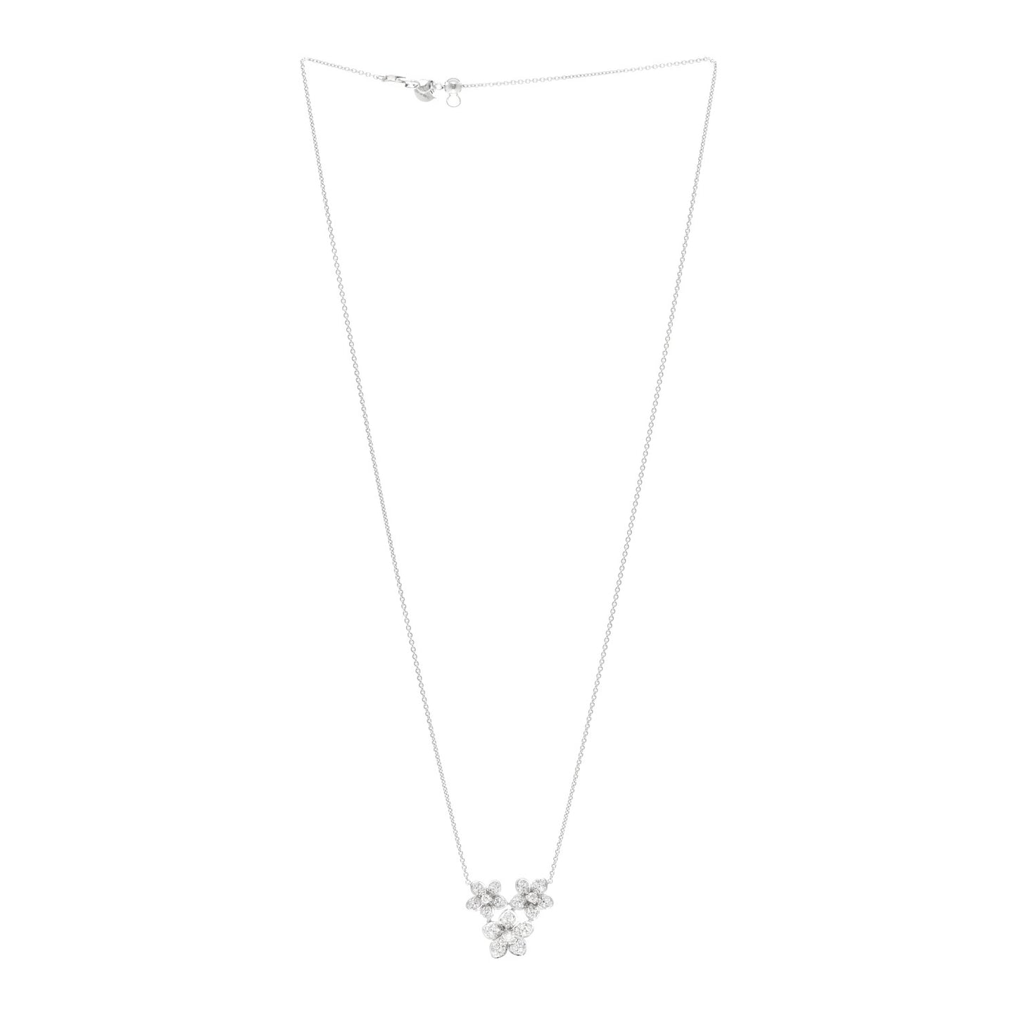18K White Gold Diamond Wildflower Cluster Pendant Necklace