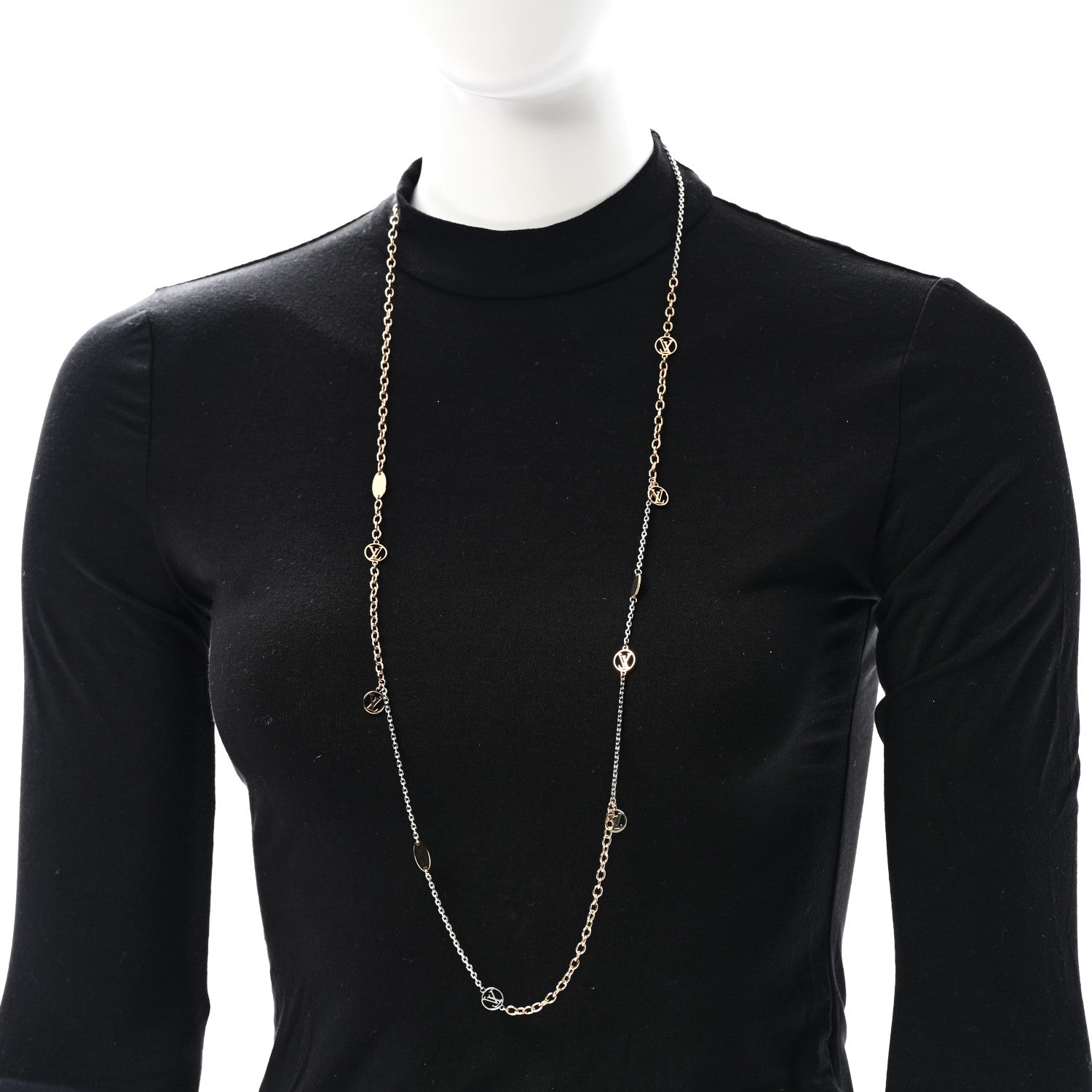 Louis Vuitton Logomania Sautoir Necklace Silver Gold 2 of 6
