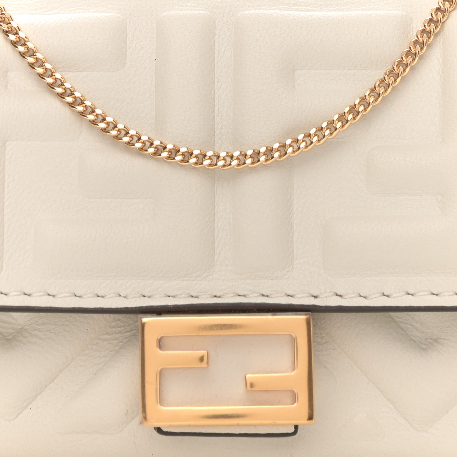 Fendi Nappa Matisse FF Embossed Nano Baguette Charm White 9 of 10