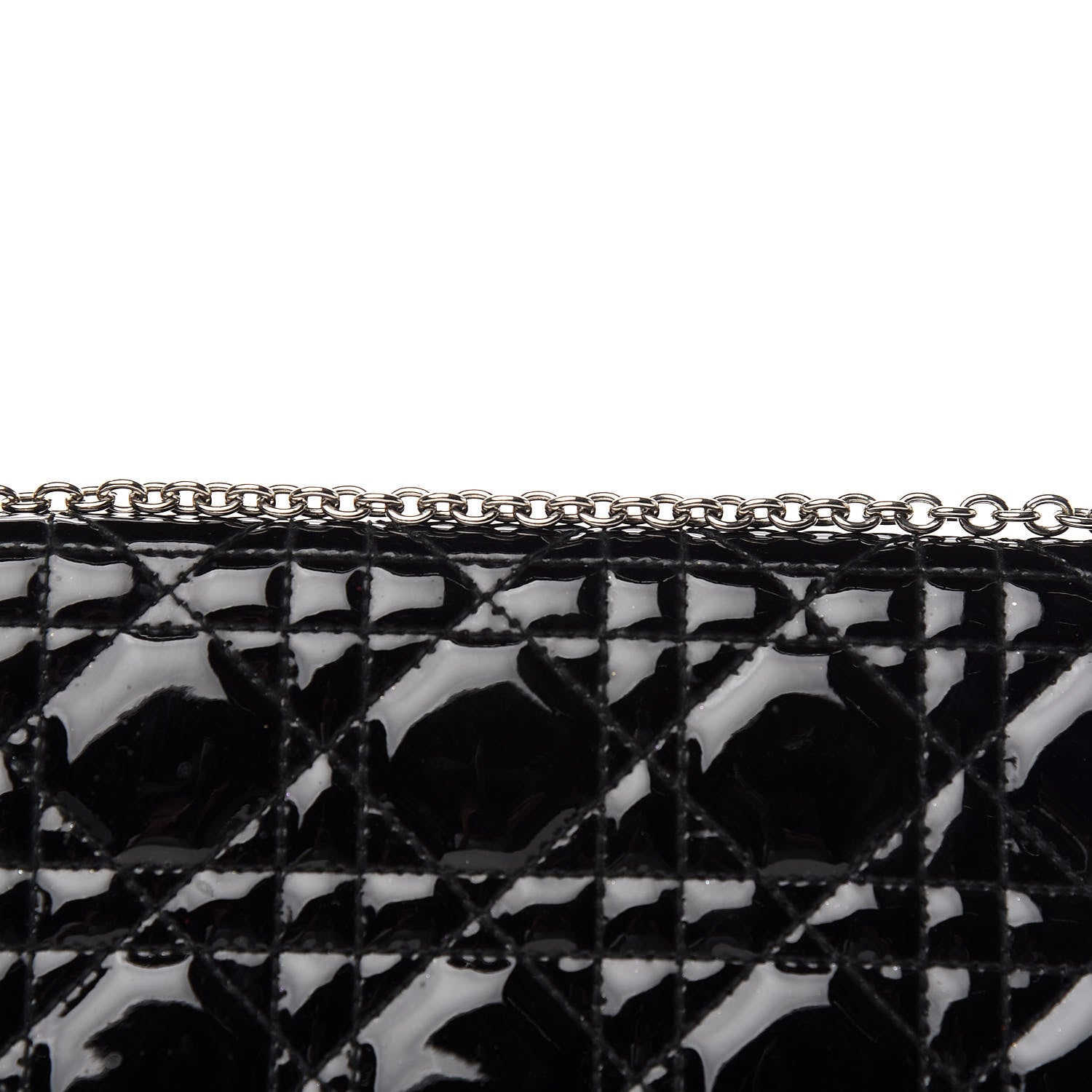 Christian Dior Patent Cannage Wallet on Chain Pouch Black 9 of 9