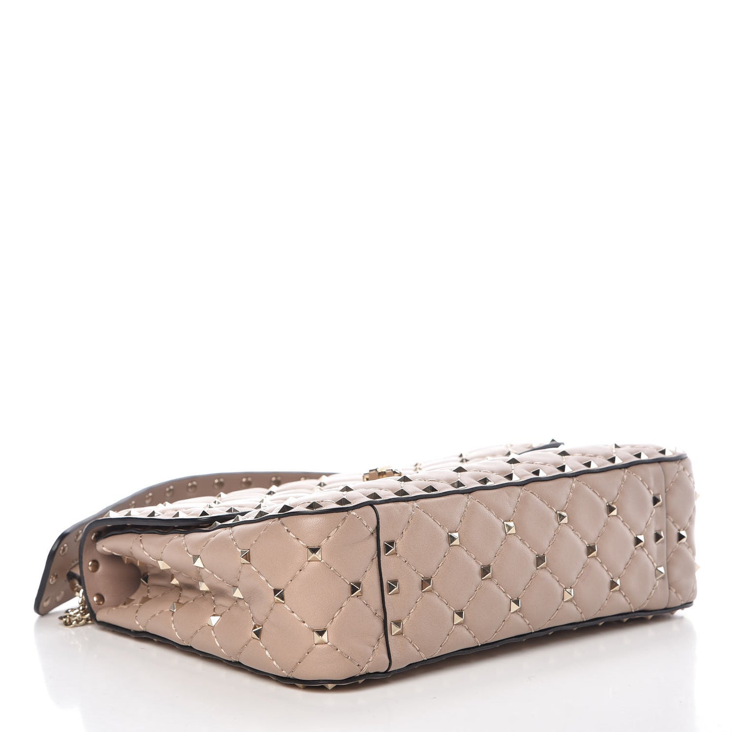 Lambskin Medium Rockstud Spike Shoulder Bag Poudre