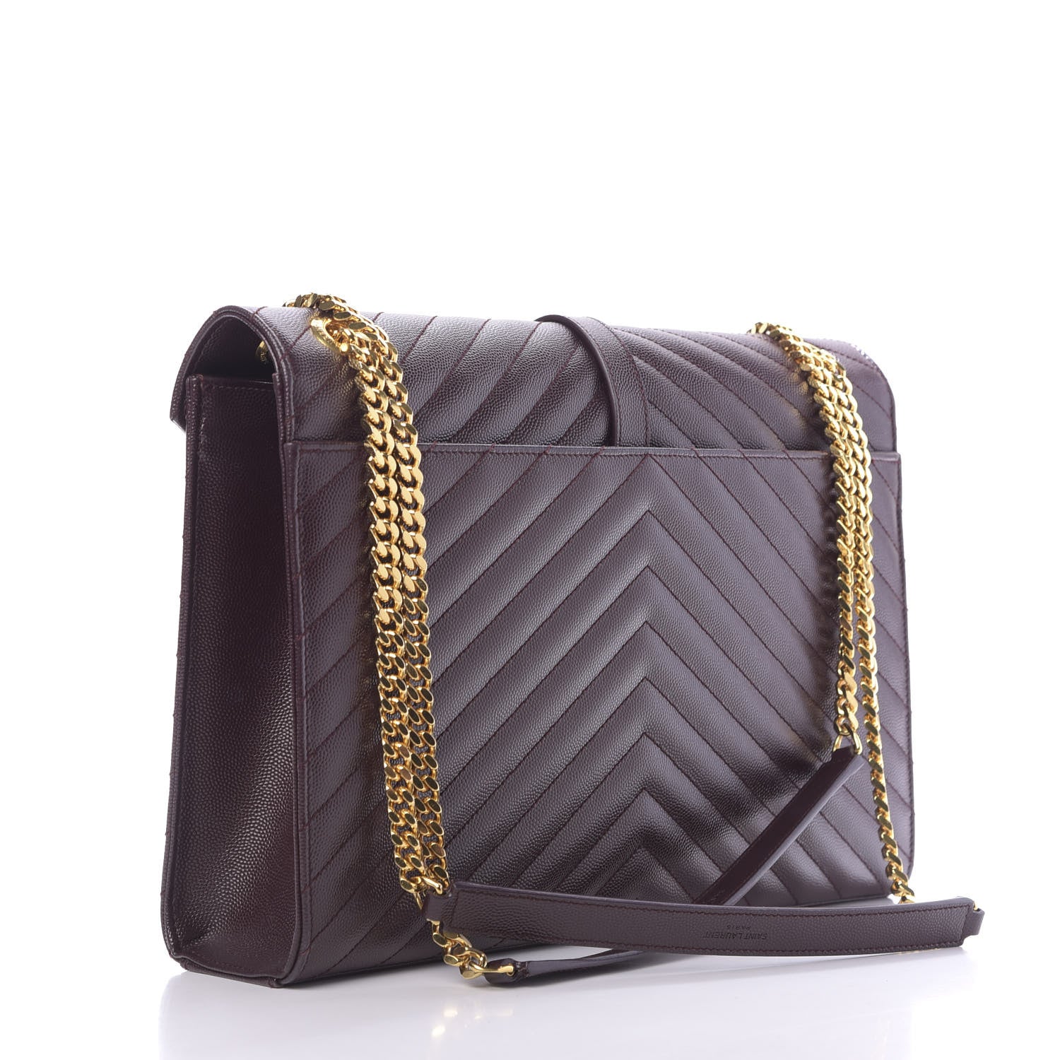 Saint Laurent Grain De Poudre Matelasse Chevron Large Monogram Satchel Rouge Legion 3 of 10