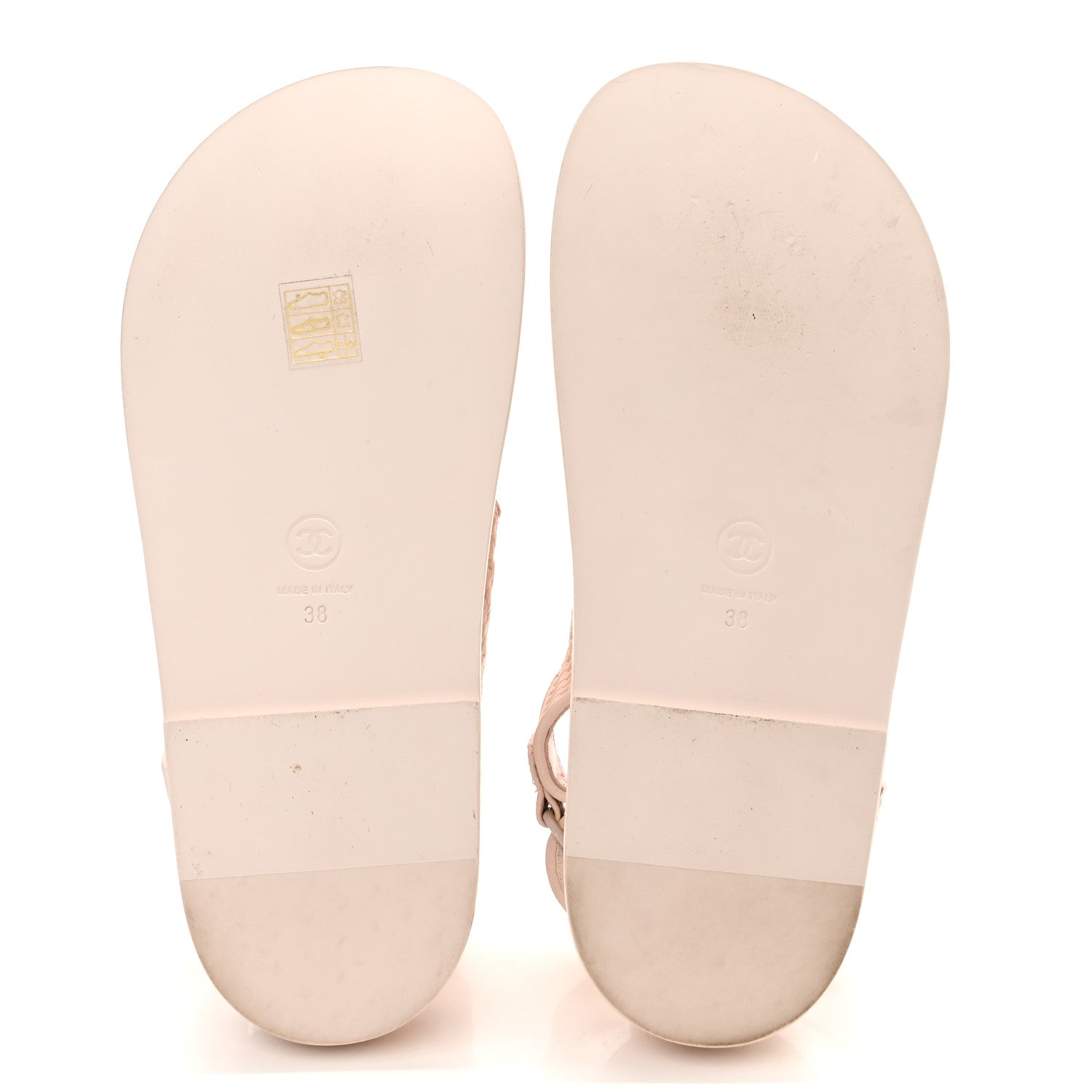 Chanel Calfskin Printed Velcro Dad Sandals 38 Pink 5 of 11
