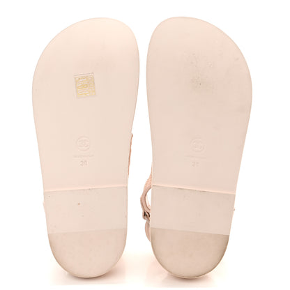 Chanel Calfskin Printed Velcro Dad Sandals 38 Pink 5 of 11
