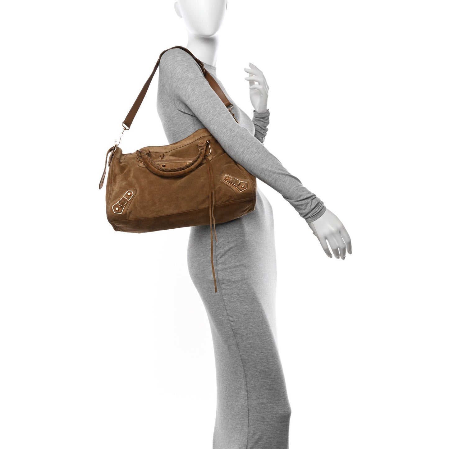 Baby Daim Suede Gold Metallic Edge Hardware City Beige Latte