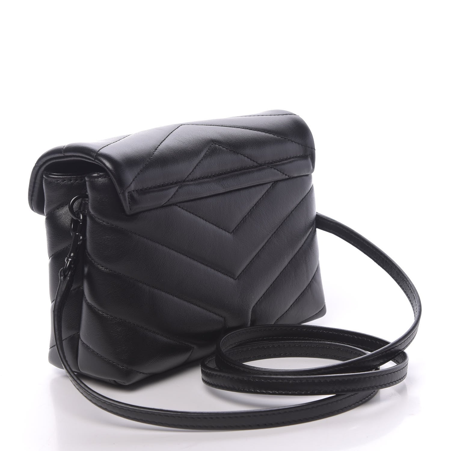 Saint Laurent Calfskin Y Quilted Monogram Toy Loulou Crossbody Bag Black 3 of 10