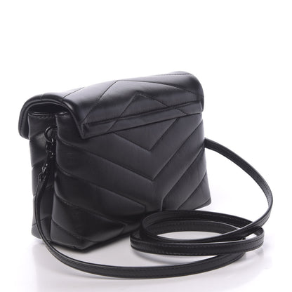 Saint Laurent Calfskin Y Quilted Monogram Toy Loulou Crossbody Bag Black 3 of 10