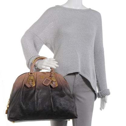 Prada Glace Calfskin Dome Satchel Fumo Sfumato 2 of 9