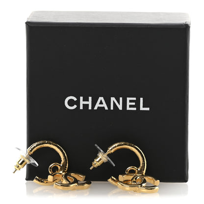 Chanel CC Hoop Drop Earrings Gold 5 of 5