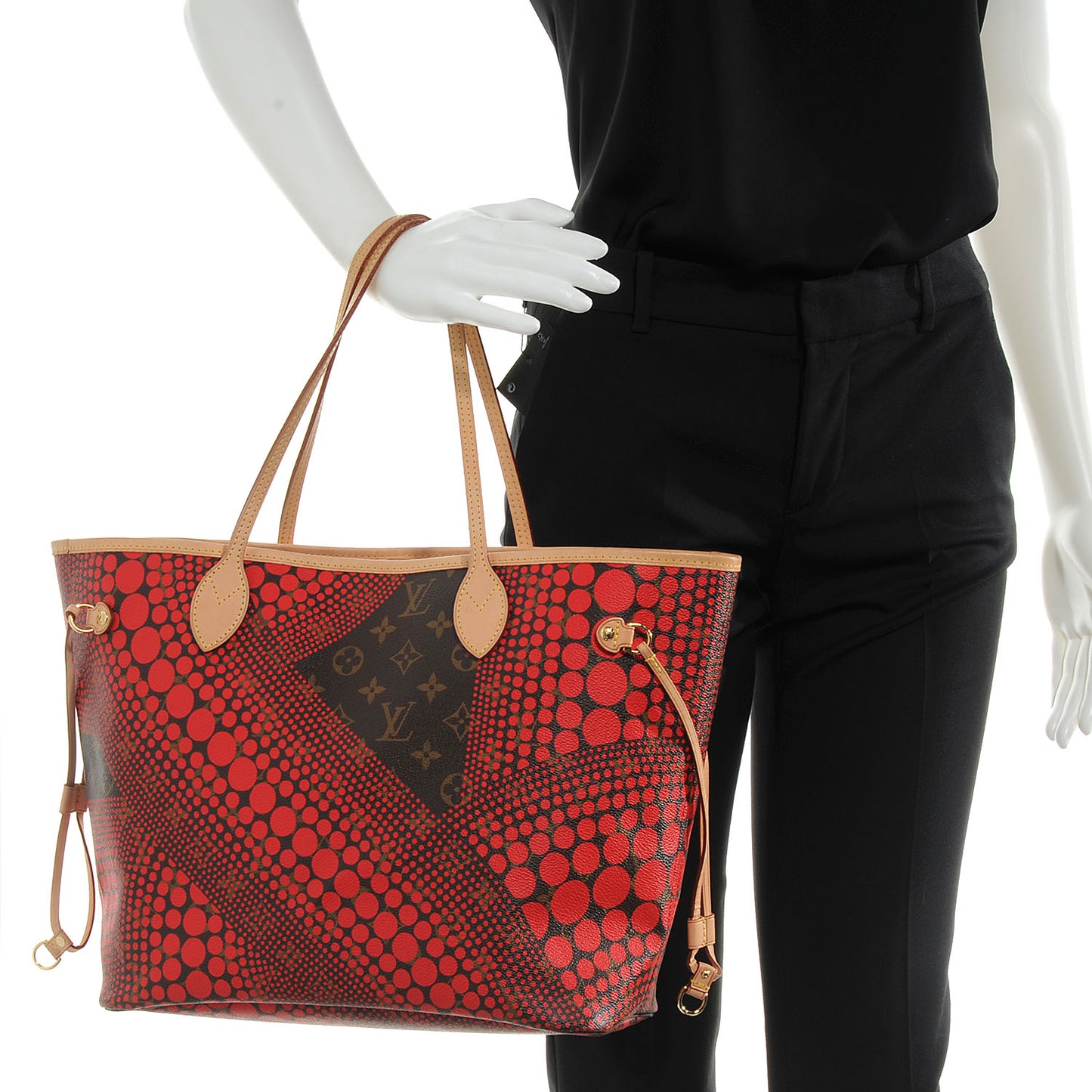 Monogram Kusama Waves Neverfull MM Red