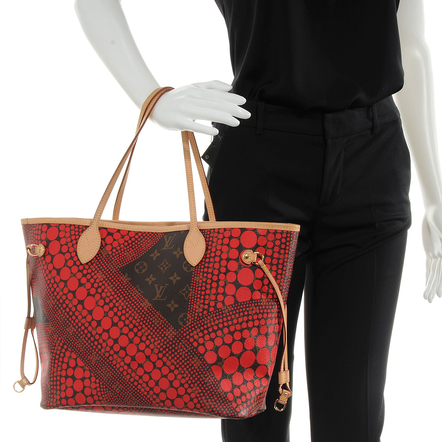 Louis Vuitton Monogram Kusama Waves Neverfull MM Red 2 of 7